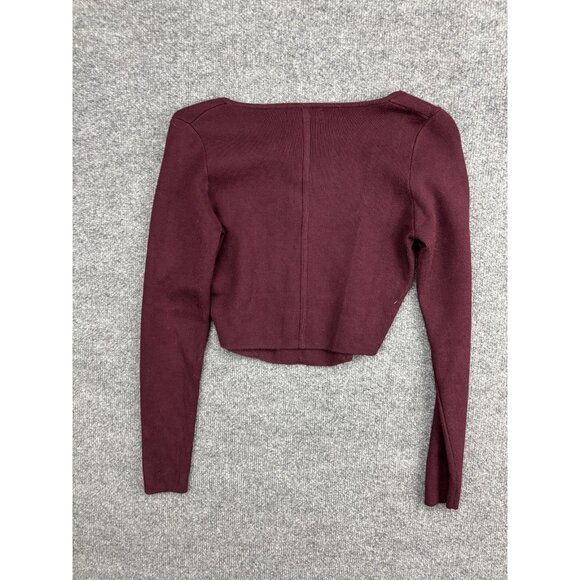 House of Harlow 1960 Sweater Womens Small Burgundy Cropped Scoop Neck Knit Top - Picture 6 of 6